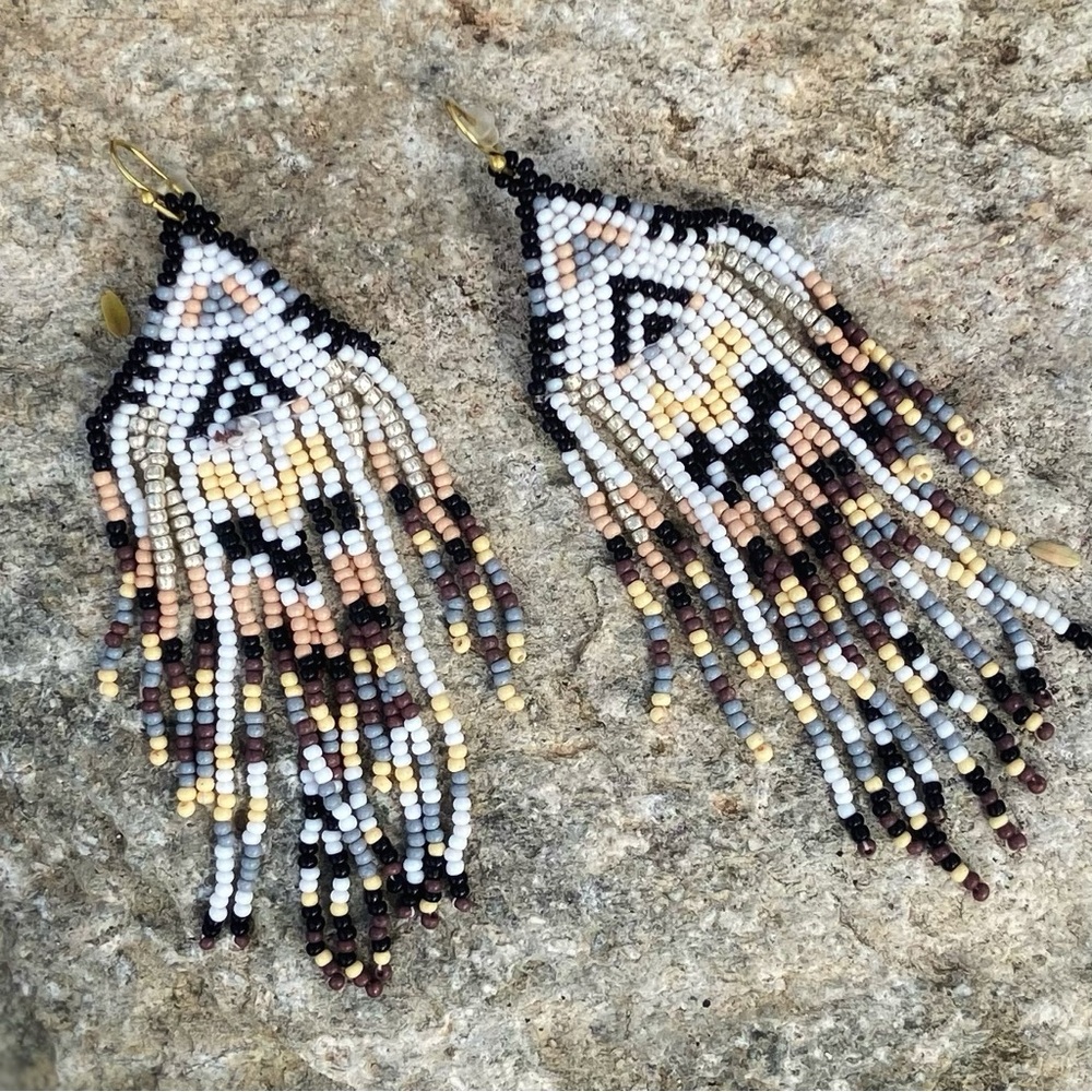 Sedona Bohemian Seed Beaded Fringe Earrings Festival Western